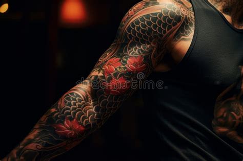 Intricate Red And Black Dragon Tattoo On Arm Stock Illustration Intricate Red And Black Dragon Tattoo On Arm Stock Illustration
