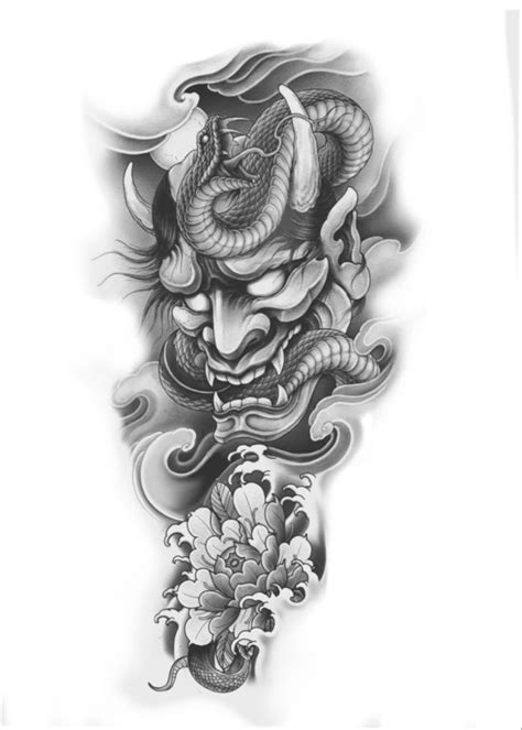 Japan Oni Mask And Flower Tattoo Idea Tam Kol D Vme Maori Japan Oni Mask And Flower Tattoo Idea Tam Kol D Vme Maori