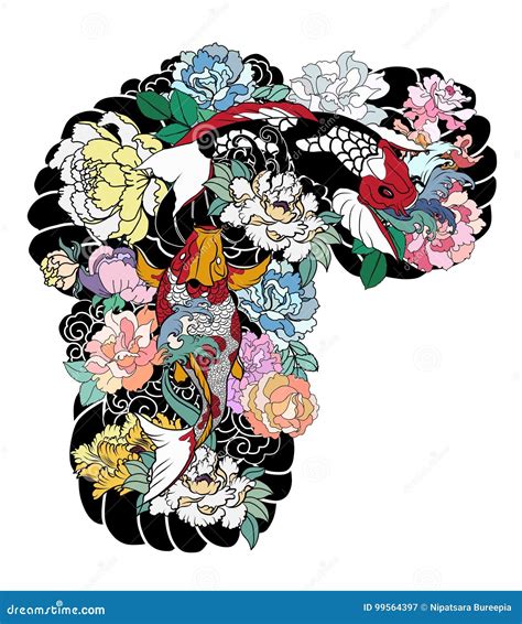 Japanese Tattoo Background For Tattoo Design Cartoon Vector Japanese Tattoo Background For Tattoo Design Cartoon Vector