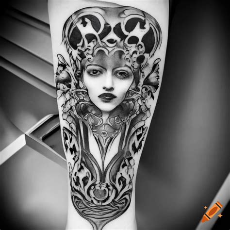 Jugendstil Psychedelic Black And White Tattoo Design On Craiyon Jugendstil Psychedelic Black And White Tattoo Design On Craiyon