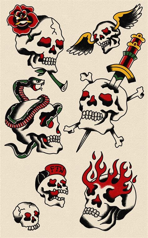 King Amp 39 S Skull Old School Tattoo Design Tattoos Wizard Designs