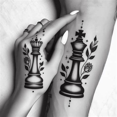 King And Queen Chess Piece Tattoos Chess King Amp Queen Sticker Tattoo