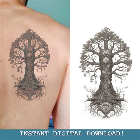 Knorriger Baum Tattoo Yggdrasil Baum Des Lebens Tattoo Design