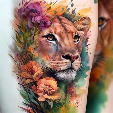 Lion Thigh Tattoo Male Watercolor Tattoo Design Lion Thigh Tattoo Male Watercolor Tattoo Design