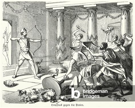 Three Allies Aid Odysseus in Suitor Defeat