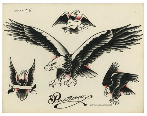 Lot American Eagle And Paratrooper Tattoo Designs By Huck Spaulding Voorheesville New York Ca 1970