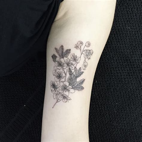 May Birth Flower Hawthorn Tattoo At Evan Olsen Blog