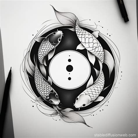 Minimal Yin Yang Koi Fish Tattoo Stable Diffusion Online Minimal Yin Yang Koi Fish Tattoo Stable Diffusion Online