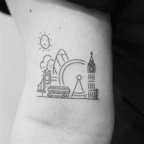 Minimalistic Fine Line London Skyline Tattoo Located On Minimalistic Fine Line London Skyline Tattoo Located On