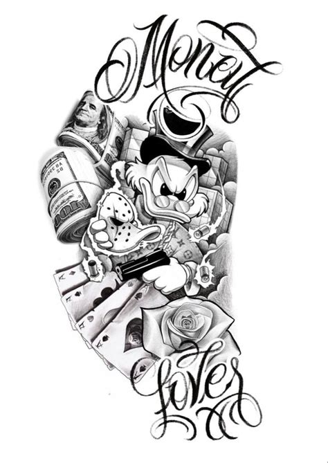 Money And Mickey Mouse Tattoo Design