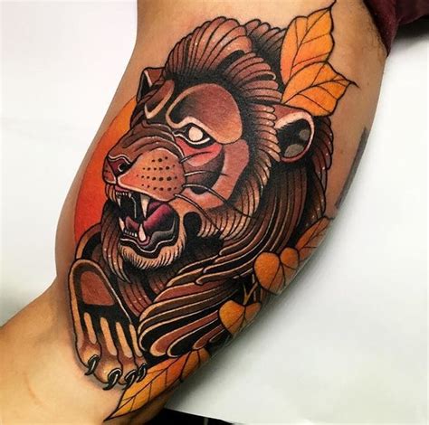Neo Traditional Lion Tattoo