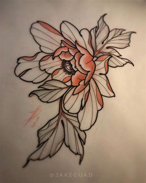 Neo Traditional Peony Flower Tattoo Art In 2025 Peony Flower Tattoos