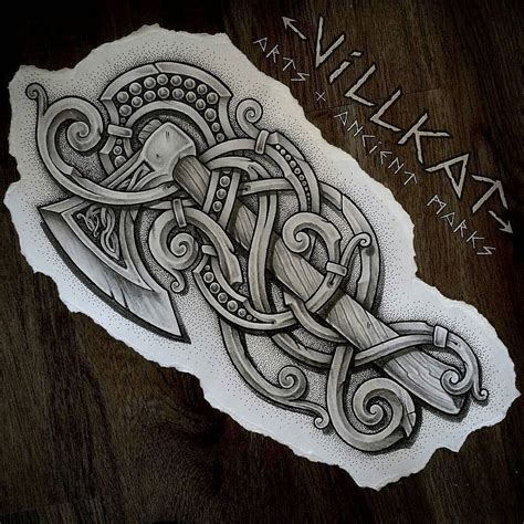 Norse Viking Axe Tattoo Designs Watercolor Tattoo Design