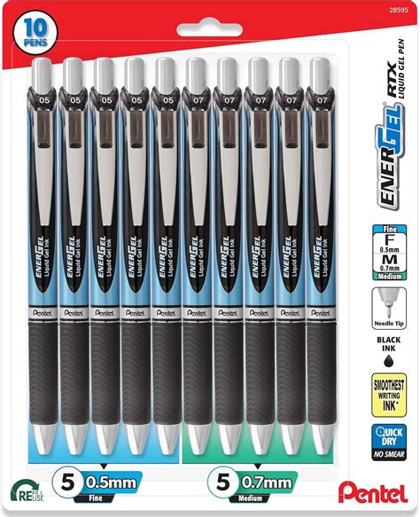 Pentel Energel Needle Tip Black Liquid Gel Ink Pens Variety Pack Of 10 Pentel Energel Needle Tip Black Liquid Gel Ink Pens Variety Pack Of 10