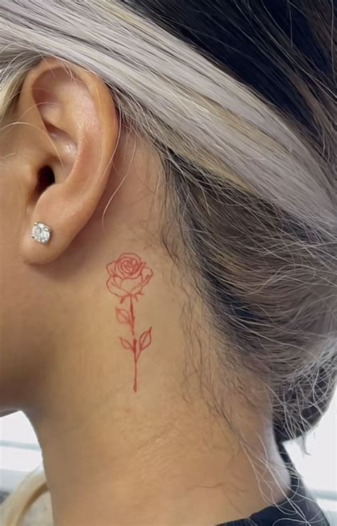 Pin On Tattoos Rose Tattoo Behind Ear Neck Tattoos Women Behind