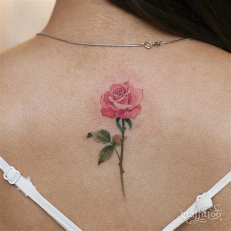 Pink Rose Tattoo On The Back Tattoogrid Net