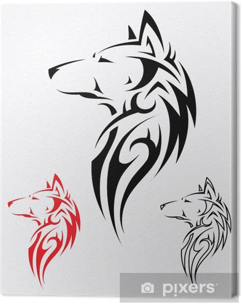 Poster Tribal Wolf Tattoo Vector Illustration Pixers Us