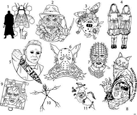 Pre Cut Ready To Use Horror Tattoo Stencils Etsy Pre Cut Ready To Use Horror Tattoo Stencils Etsy
