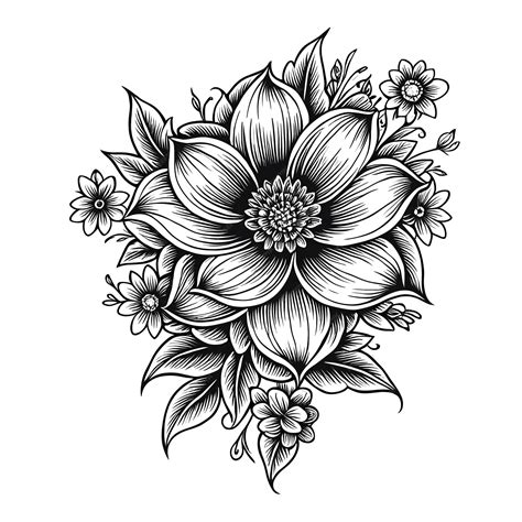 Premium Photo Detailed Black And White Flower Tattoo Design Isolated