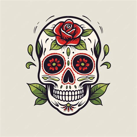 Premium Photo Skull With Rose Tattoo Style Design Generative Ai Premium Photo Skull With Rose Tattoo Style Design Generative Ai