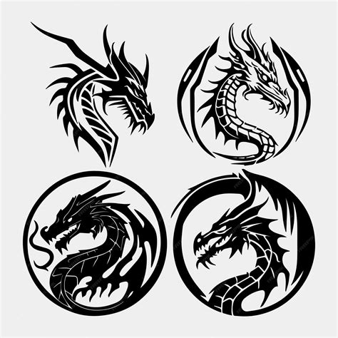 Premium Vector Vector Illustration Set Of Round Tribal Dragon Tattoo Premium Vector Vector Illustration Set Of Round Tribal Dragon Tattoo