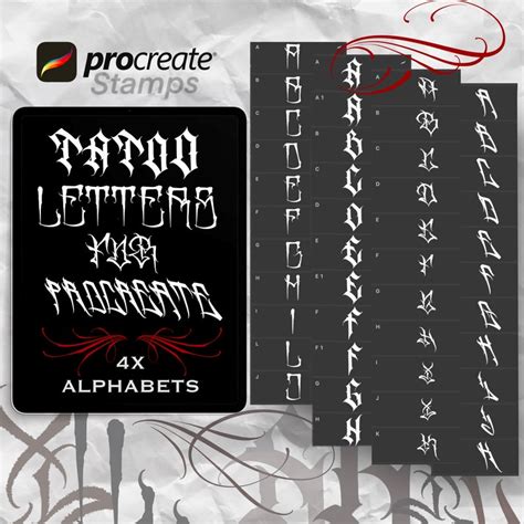 Procreate Tattoo Fonts Handmade Letters Vol 1 Etsy Tattoo