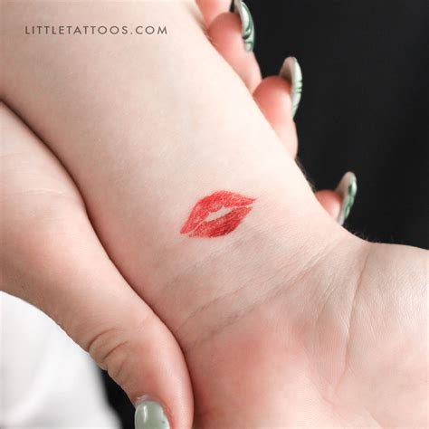 Red Kiss Mark Temporary Tattoo Set Of 3 Little Tattoos Red Kiss Mark Temporary Tattoo Set Of 3 Little Tattoos