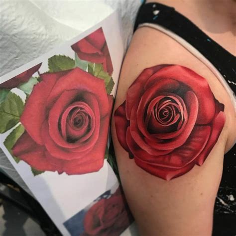 Red Rose Shoulder Tattoo