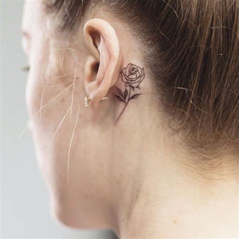 Rose Tattoo Behind The Ear By Ami Dave