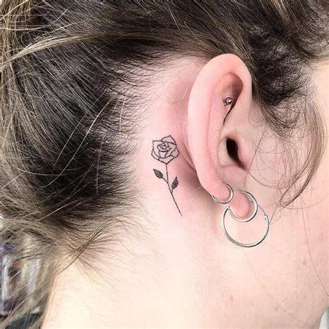 Rose Tattoo Behind The Left Ear