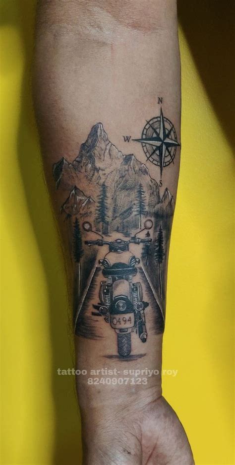 Royal Enfield Tattoo Bike Tattoo Travel Tattoo Hand Tattoos For Guys