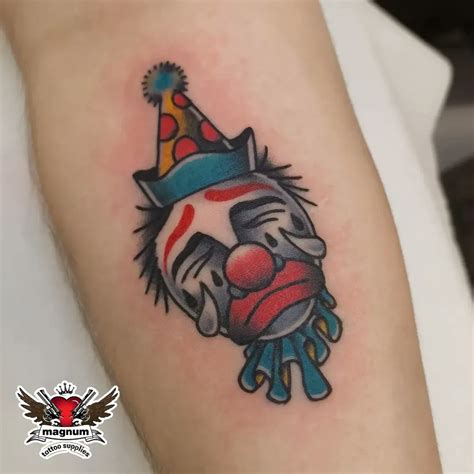 Sad Clown Tattoo From Lewis Wynnyk Done Using Magnumtattoosupplies Clowntattoo Sadclown Traditionaltattoo Traditionalflash Tradtattoo Tattoo Tattoos Tattooed Tattooist Colourtattoo Picoftheday Colortattoo Instagram Lewiswtattoo
