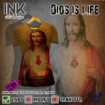 Second Life Marketplace Tshirt Mesh Dios Es Vida Ink
