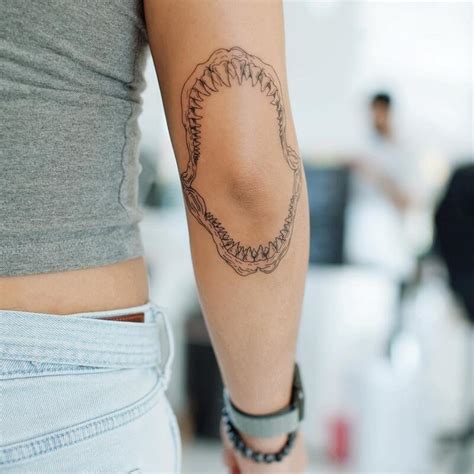 Shark Jaw Tattoo On Elbow