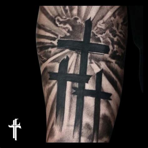 Shoulder Three Cross Tattoo Bronctattooaus Com