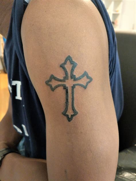 Simple Cross Tattoos On Shoulder