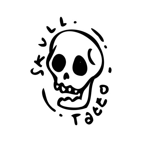Simple Skull Hand Drawn Illustration Design For Tattoo 10553271 Vector