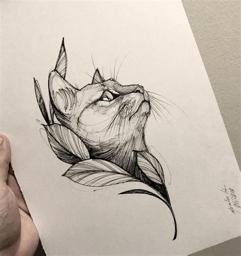 Sketch Cat Tattoo At Dorla Walker Blog