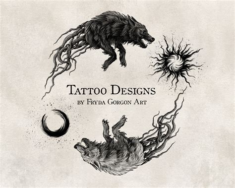 Skoll En Hati Tatoeage 2 Wolves Tattoo Design Nordic Viking Wolves