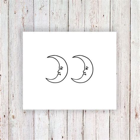 Small Moon Face Temporary Tattoos Boho Festival Gift