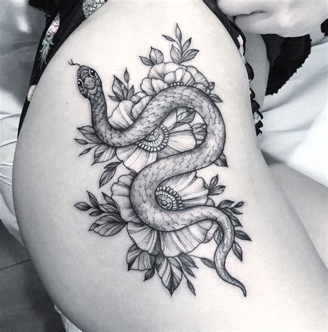 Snake And Flowers Tattoo Design At Tarah Gordon Blog
