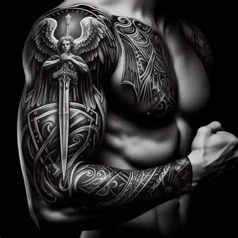 St Michael Sleeve Tattoo