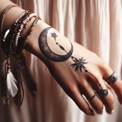Star And Moon Tattoo Celestial Harmony On Your Canvas Your Own