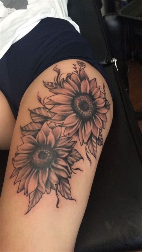 Sunflower Tattoo Ideas Thigh At Jett Delamothe Blog