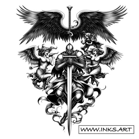 Tattoo Design Epic Battle Of Angels And Demons Style Blackwork Tattoo Design Epic Battle Of Angels And Demons Style Blackwork