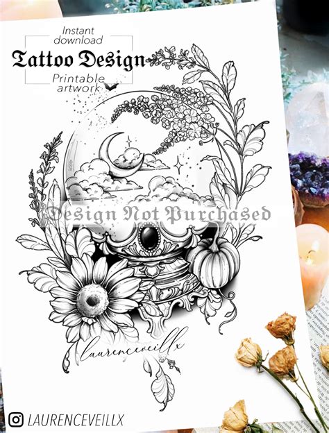 Tattoo Design Instant Download Crystal Ball Tattoo Stencil Etsy