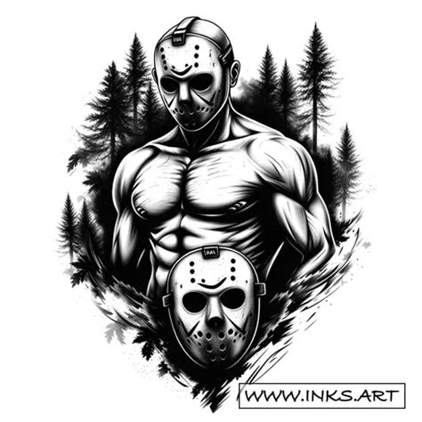 Tattoo Design Shirtless Jason Voorhees With Hockey Mask Style Black