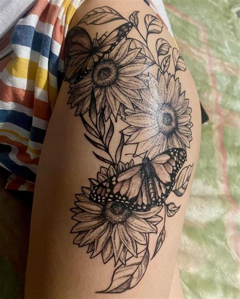 Tattoo Inspo Floral Thigh Tattoos Stomach Tattoos Women Sunflower