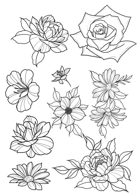Tattoo Outline Drawing Flower Tattoo Drawings Tattoo Design Drawings