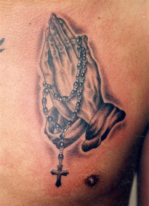 Tattoos Of Praying Hands With Rosary Tattoo Style Trends